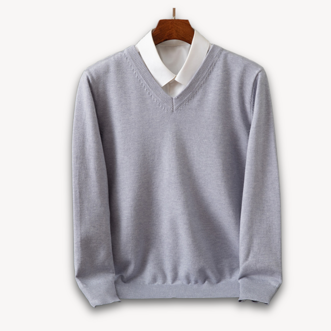 Men’s V-Neck Sweater – Slim Fit, Black, Long Sleeve