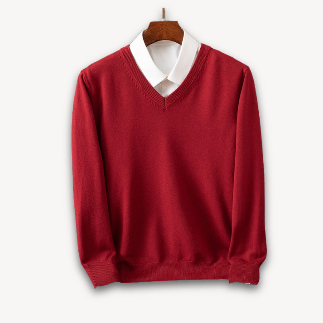 Men’s V-Neck Sweater – Slim Fit, Black, Long Sleeve