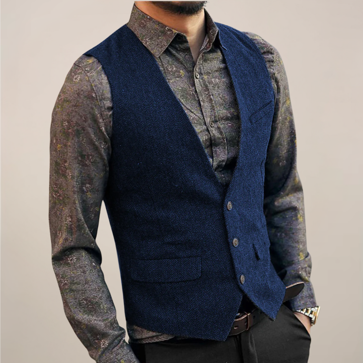 Men’s Vintage Buttoned Waistcoat – Old Money Style Vest for Autumn Layering