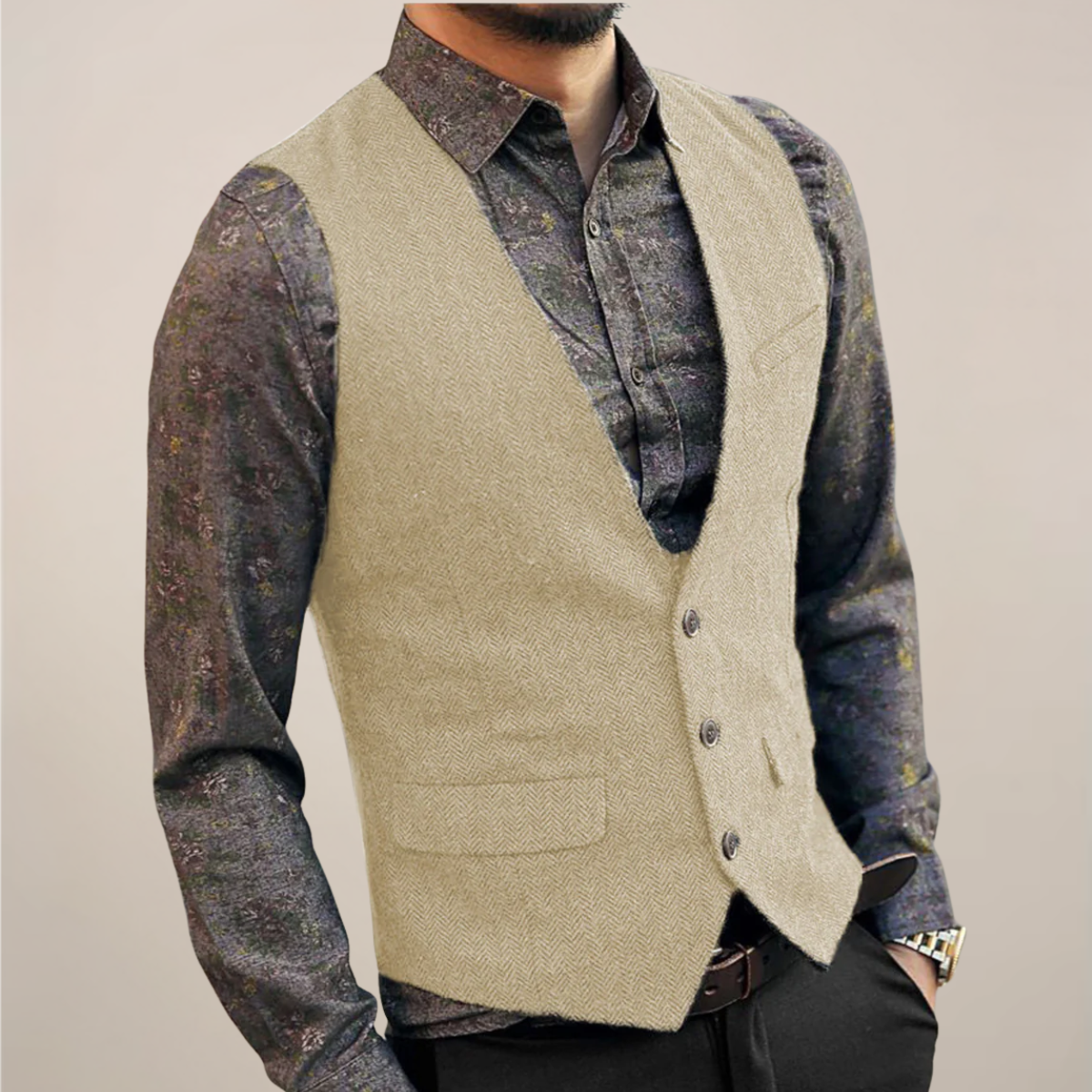 Men’s Vintage Buttoned Waistcoat – Old Money Style Vest for Autumn Layering