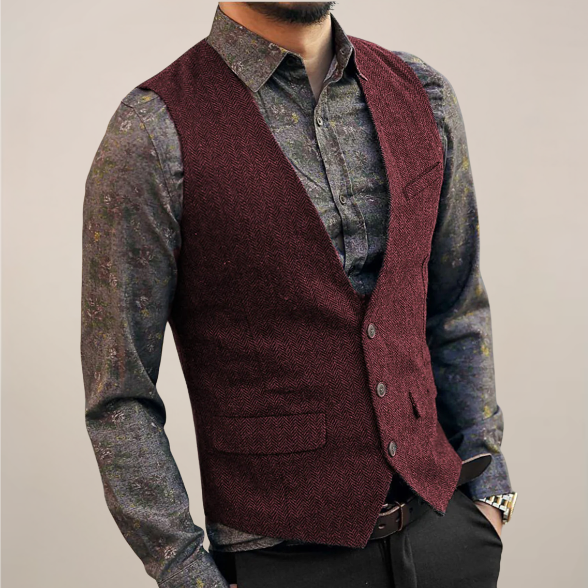 Men’s Vintage Buttoned Waistcoat – Old Money Style Vest for Autumn Layering