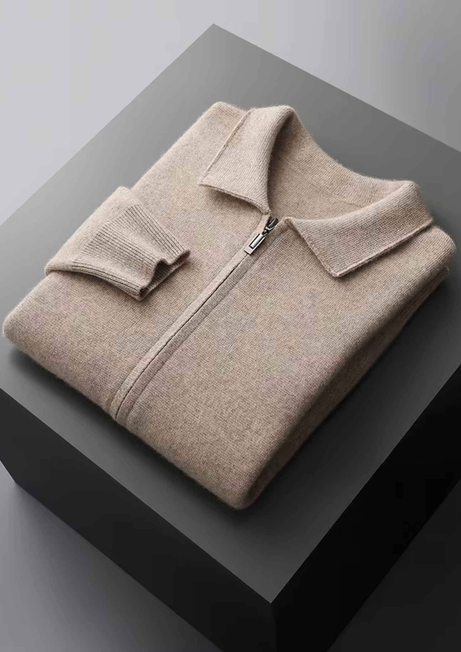 Men’s Zip-Up Cardigan Sweater with Collar – All-Season Smart Casual Layer