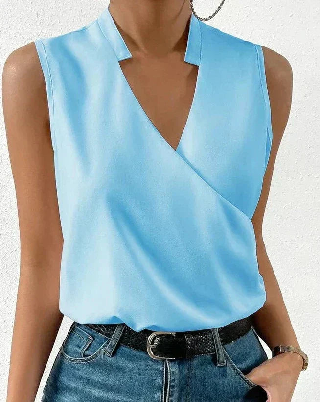 Sleeveless Blouse Woman Lisette – Chic and Flattering Cut for Casual and Office Outfits