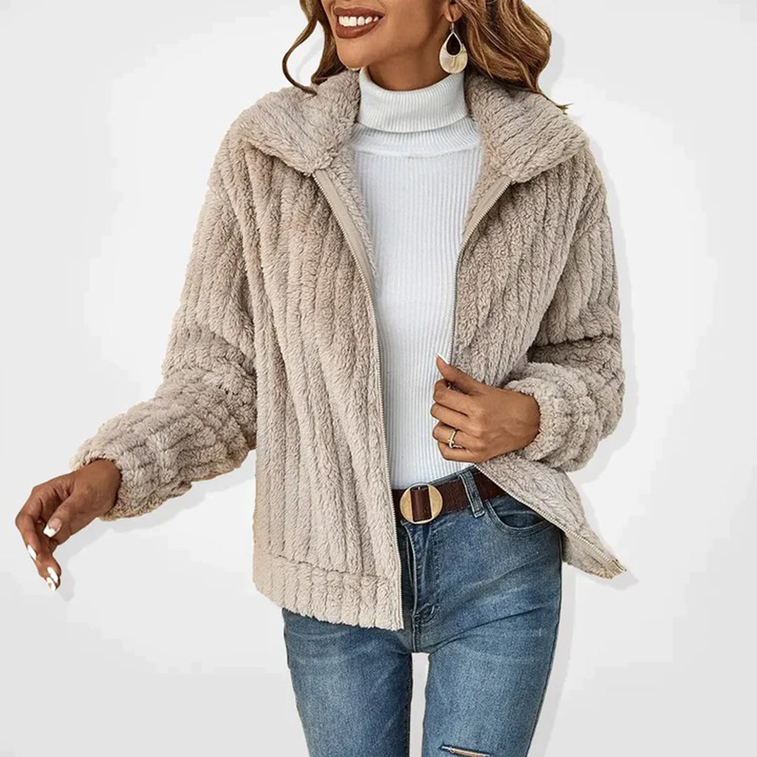 May Long Fleece Vest Women – Elegant and Warm Cardigan with Zip and Pockets