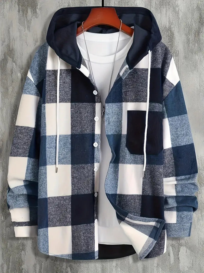 Mason Men's Hoodie – Trendy Checkered Pattern & Comfortable Relaxed Fit