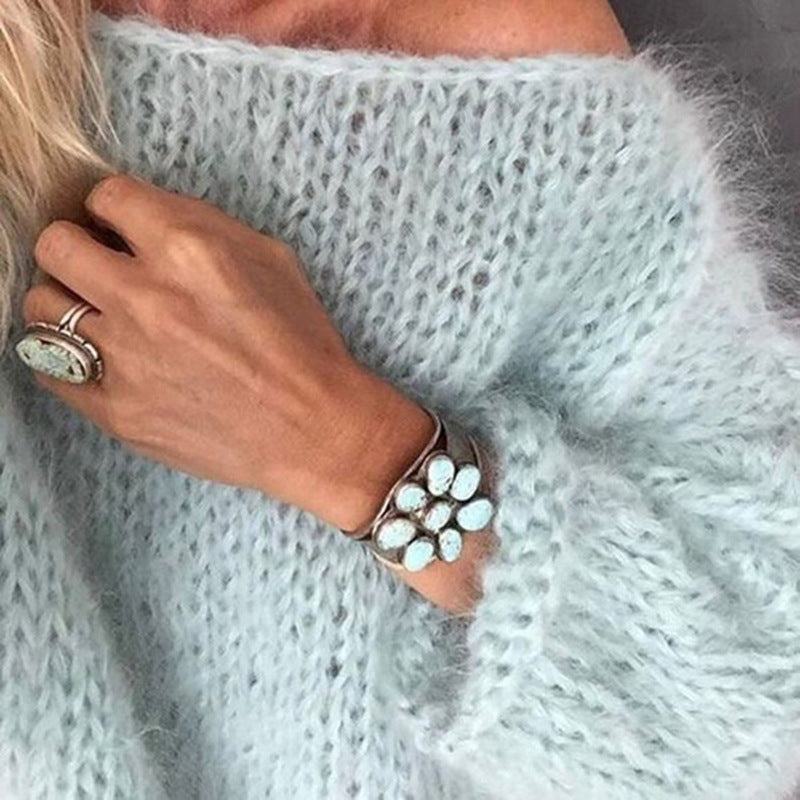 Ailany Pull Knitted Woman – Embroidered Patterns, Casual Fit & Bohemian Chic Style