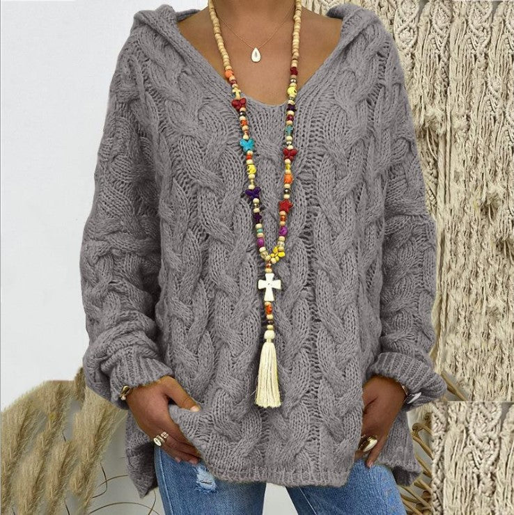 Ophelia Twisted Knit Sweater Woman – Warm Knit, Loose Fit & Elegant Casual Style