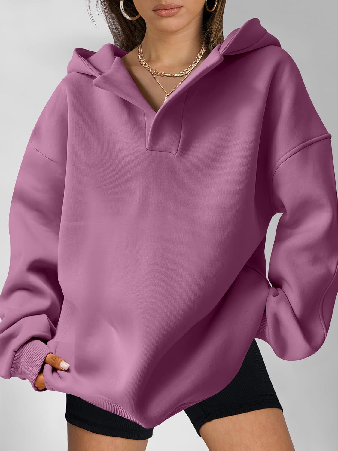 Nayeli Sweat Femme – Loose Solid Color Comfortable Hoodie for a Casual Autumn/Winter Style