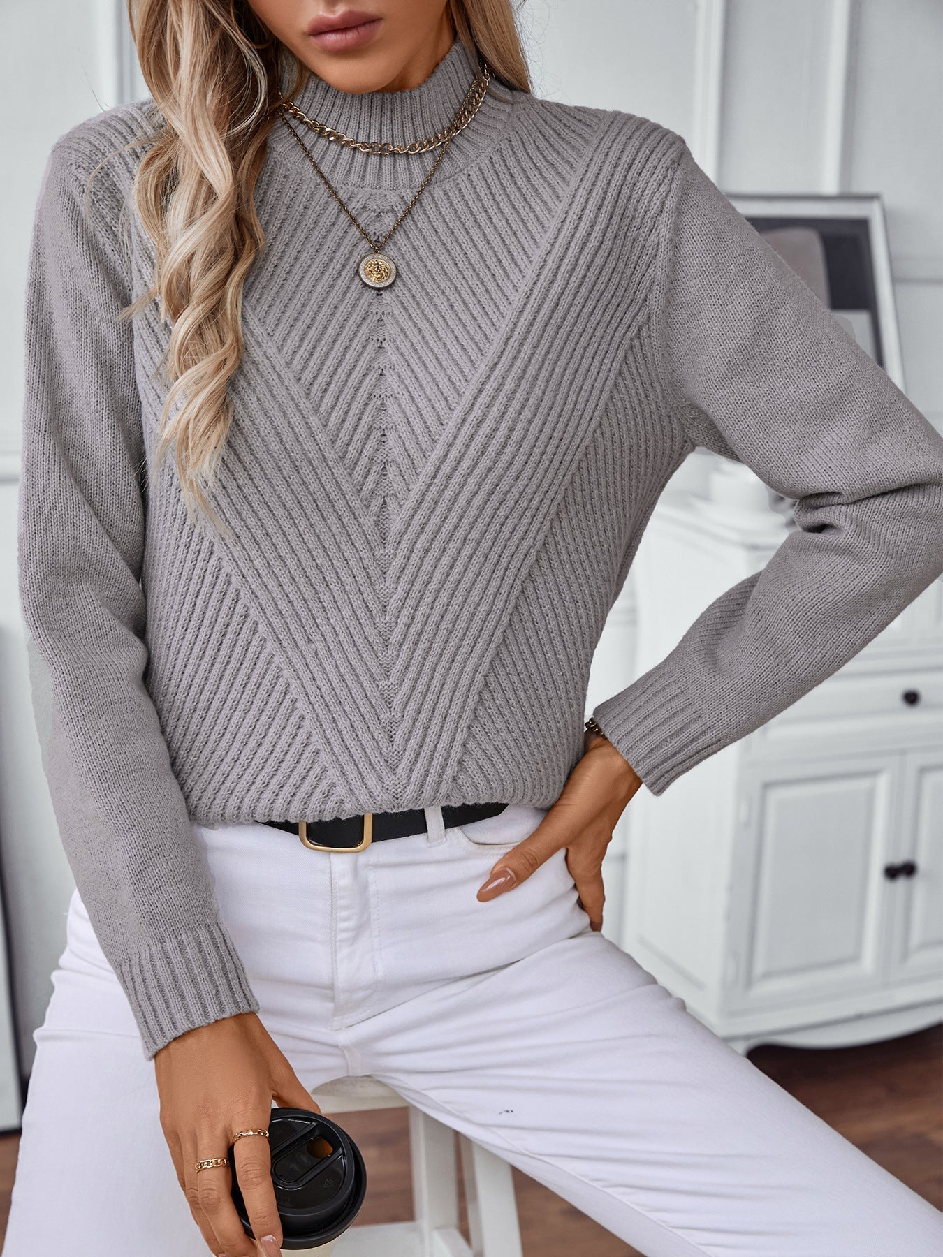 Margaret Pull Woman – Soft Knit with Elegant & Comfortable Half Turtleneck Autumn/Winter