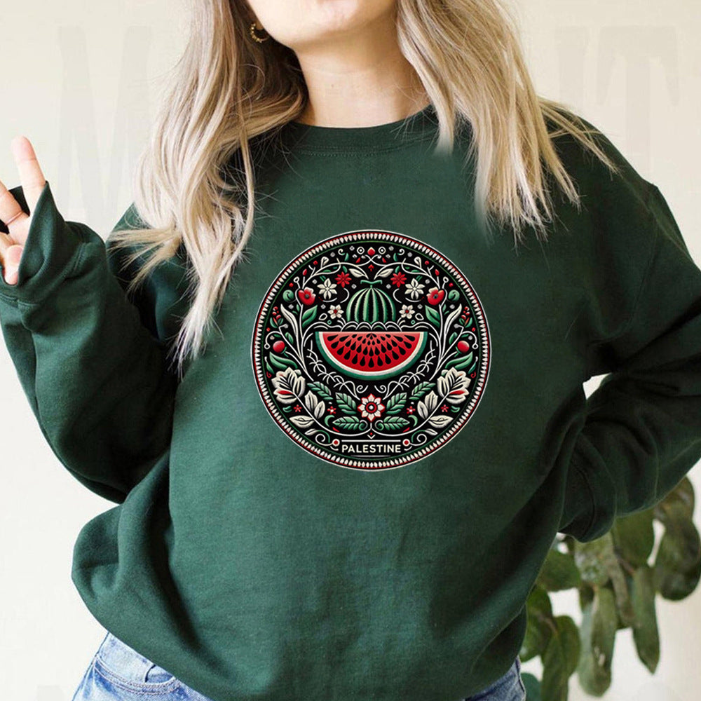 Leilani Sweat Woman – Comfortable Sweater with Watermelon Print & Soft Polyester Fabric