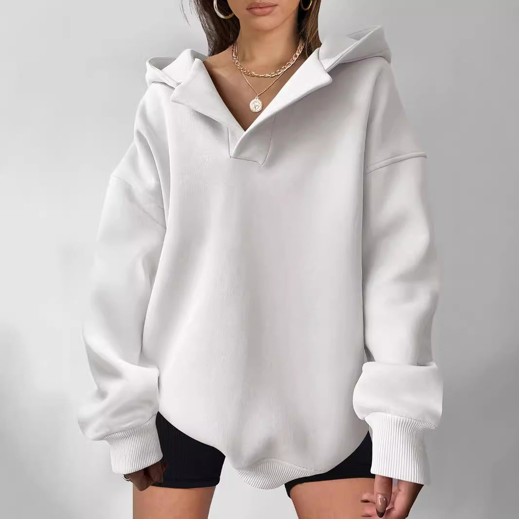 Nayeli Sweat Femme – Loose Solid Color Comfortable Hoodie for a Casual Autumn/Winter Style