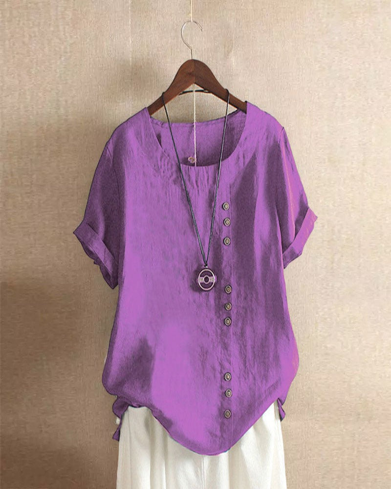 Lena Blouse Femme – Lightweight Linen Blouse with Buttoning & Natural Look