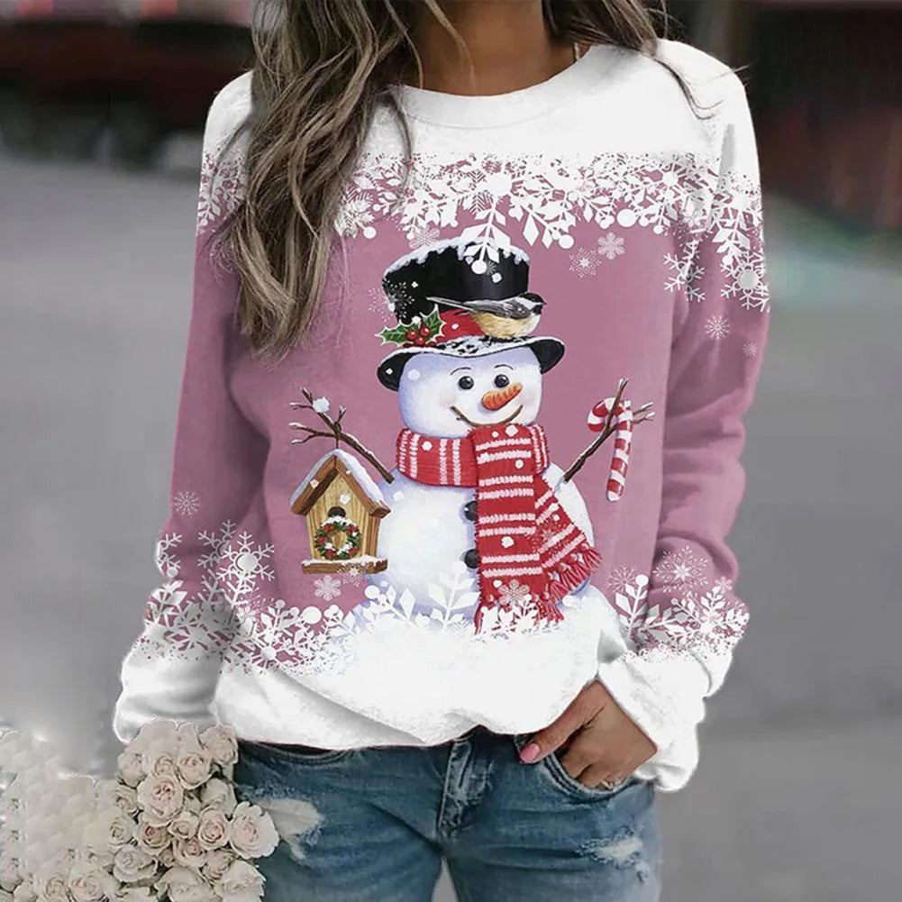 Zariah Women's Christmas Pullover – Comfortable & Festive with Elegant Snowman Pattern