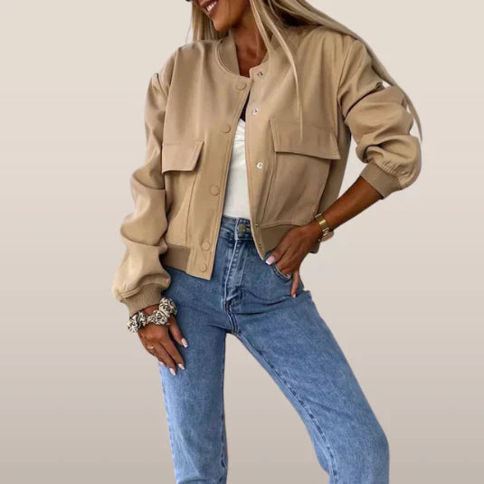 Paula Bomber Jacket Woman – Short Style with Flap Pockets & Trendy Urban Look