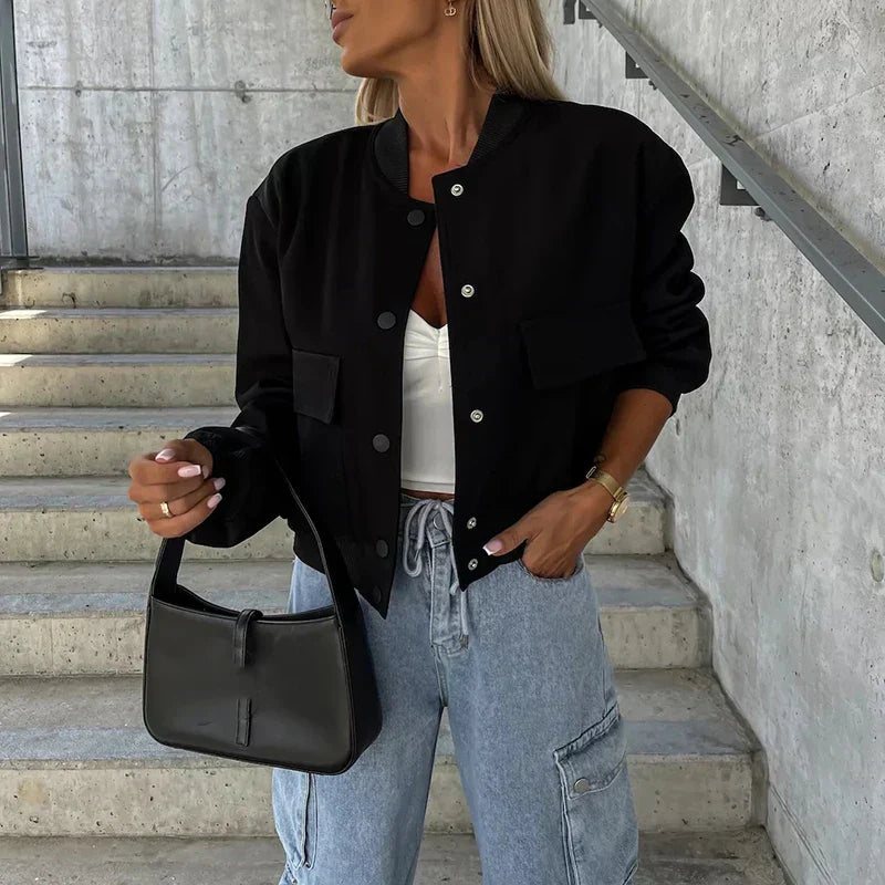 Paula Bomber Jacket Woman – Short Style with Flap Pockets & Trendy Urban Look