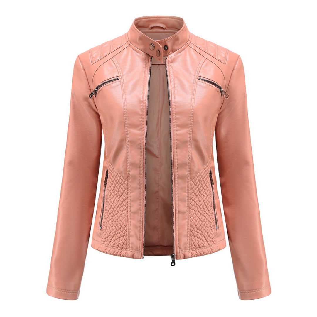 Andrijana Veste Femme – Elegant Soft Leather Jacket with Asymmetric Closure