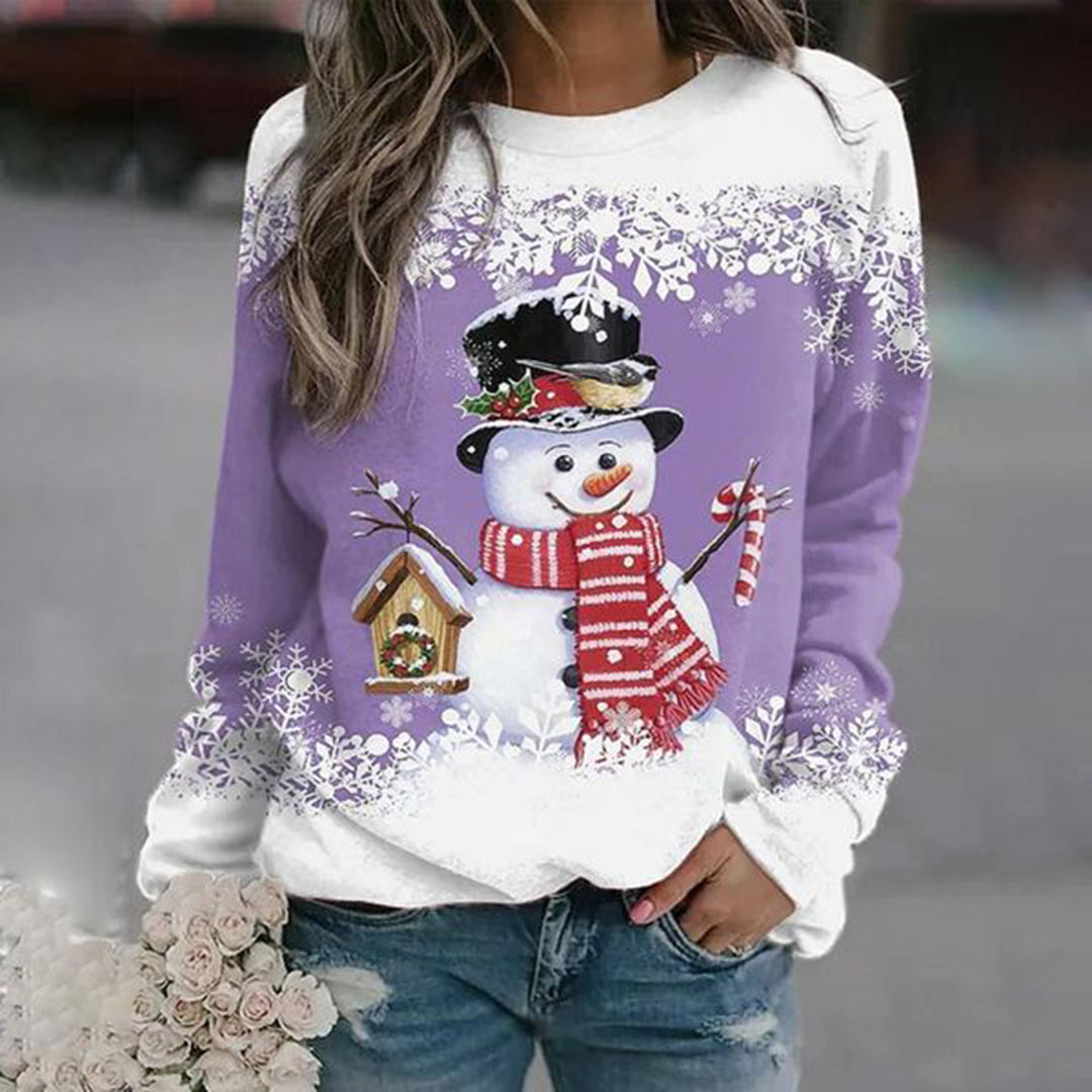 Zariah Women's Christmas Pullover – Comfortable & Festive with Elegant Snowman Pattern