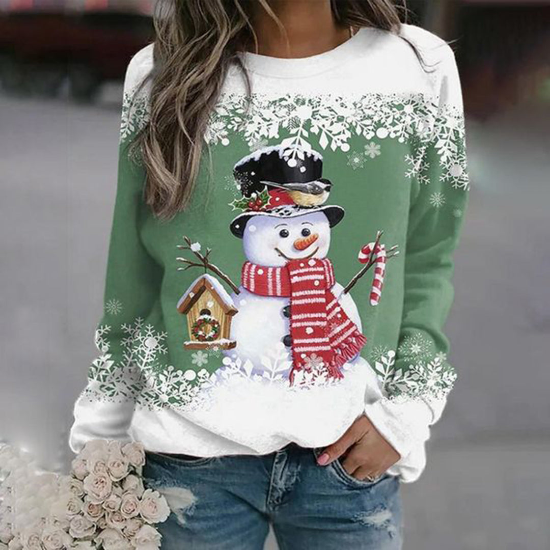 Zariah Women's Christmas Pullover – Comfortable & Festive with Elegant Snowman Pattern