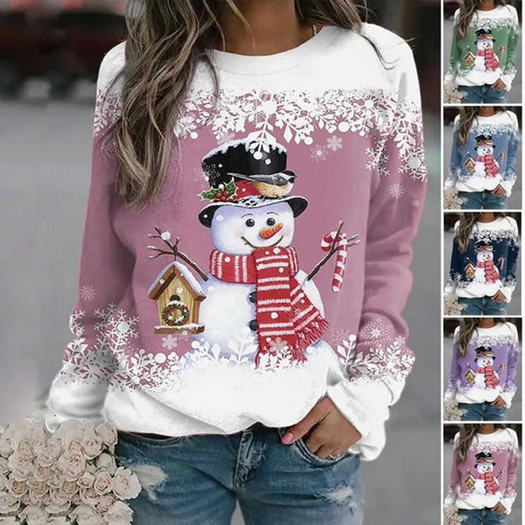 Zariah Women's Christmas Pullover – Comfortable & Festive with Elegant Snowman Pattern