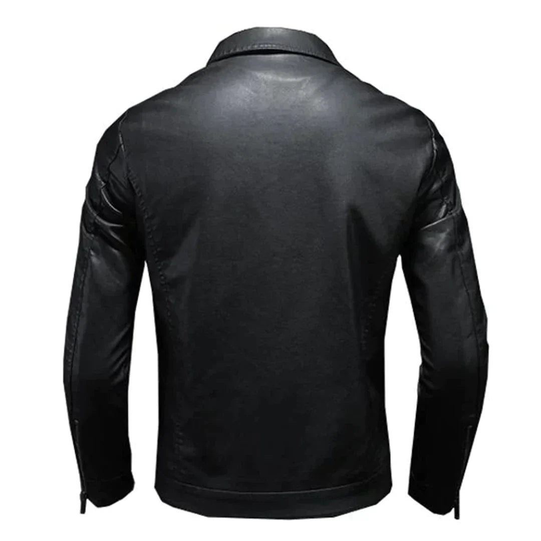 Stephen Men's Leather Jacket – Classic Style, Modern Details & Sturdy Zipper Closure
