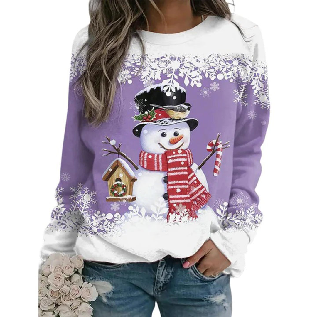 Zariah Women's Christmas Pullover – Comfortable & Festive with Elegant Snowman Pattern