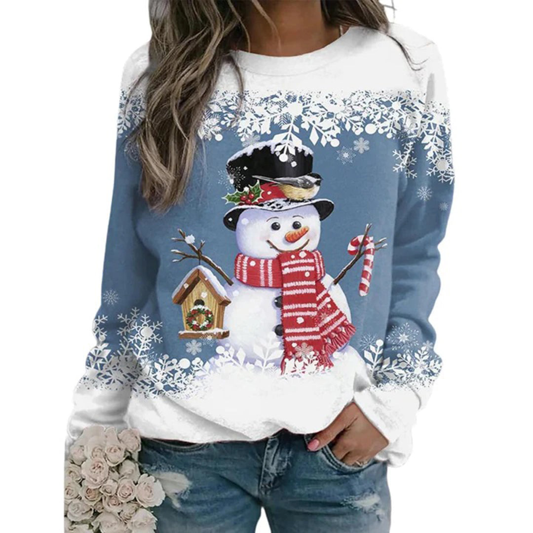 Zariah Women's Christmas Pullover – Comfortable & Festive with Elegant Snowman Pattern