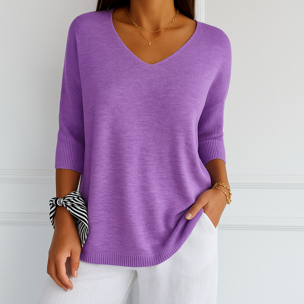 Coraline V-Neck Sweater Women – Fine Knit, Soft & Elegant for a Refined Style