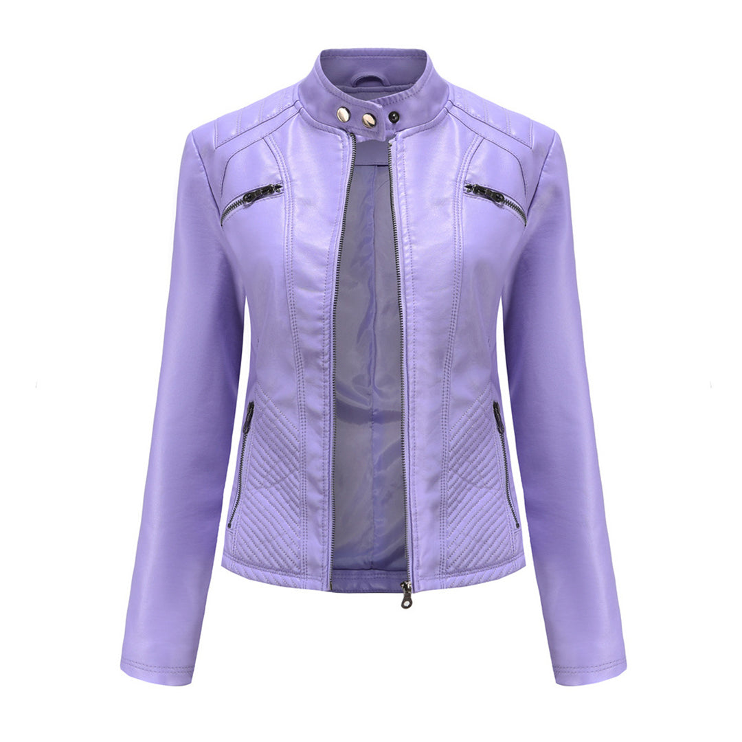 Andrijana Veste Femme – Elegant Soft Leather Jacket with Asymmetric Closure