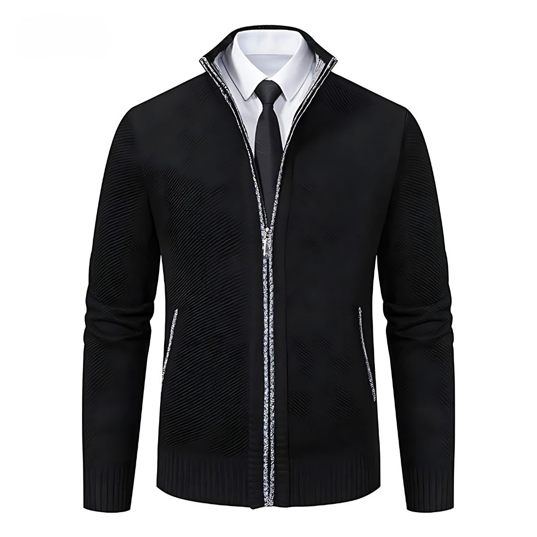 Adrian Pull Homme – Black Knit with Zip Closure, Elegant & Comfortable for All Occasions
