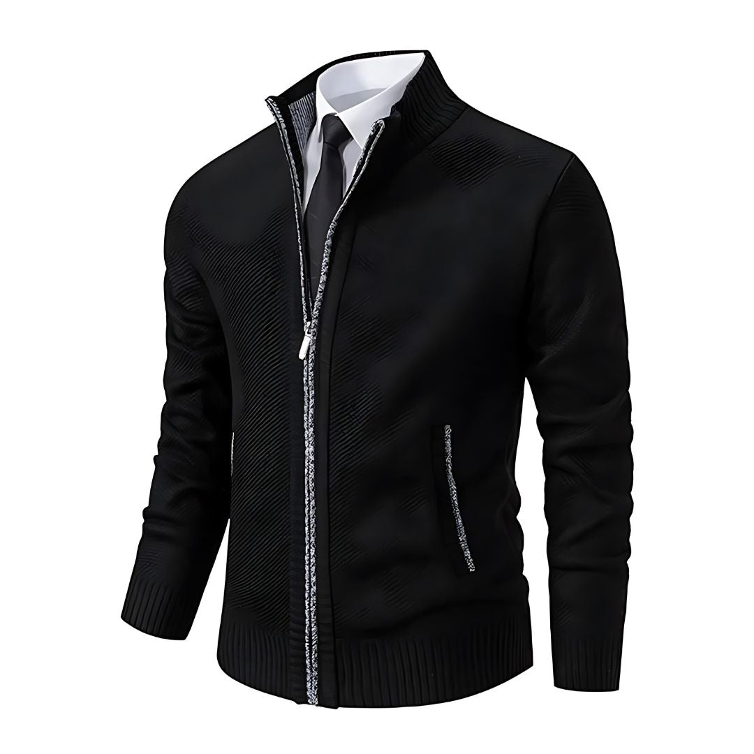 Adrian Pull Homme – Black Knit with Zip Closure, Elegant & Comfortable for All Occasions