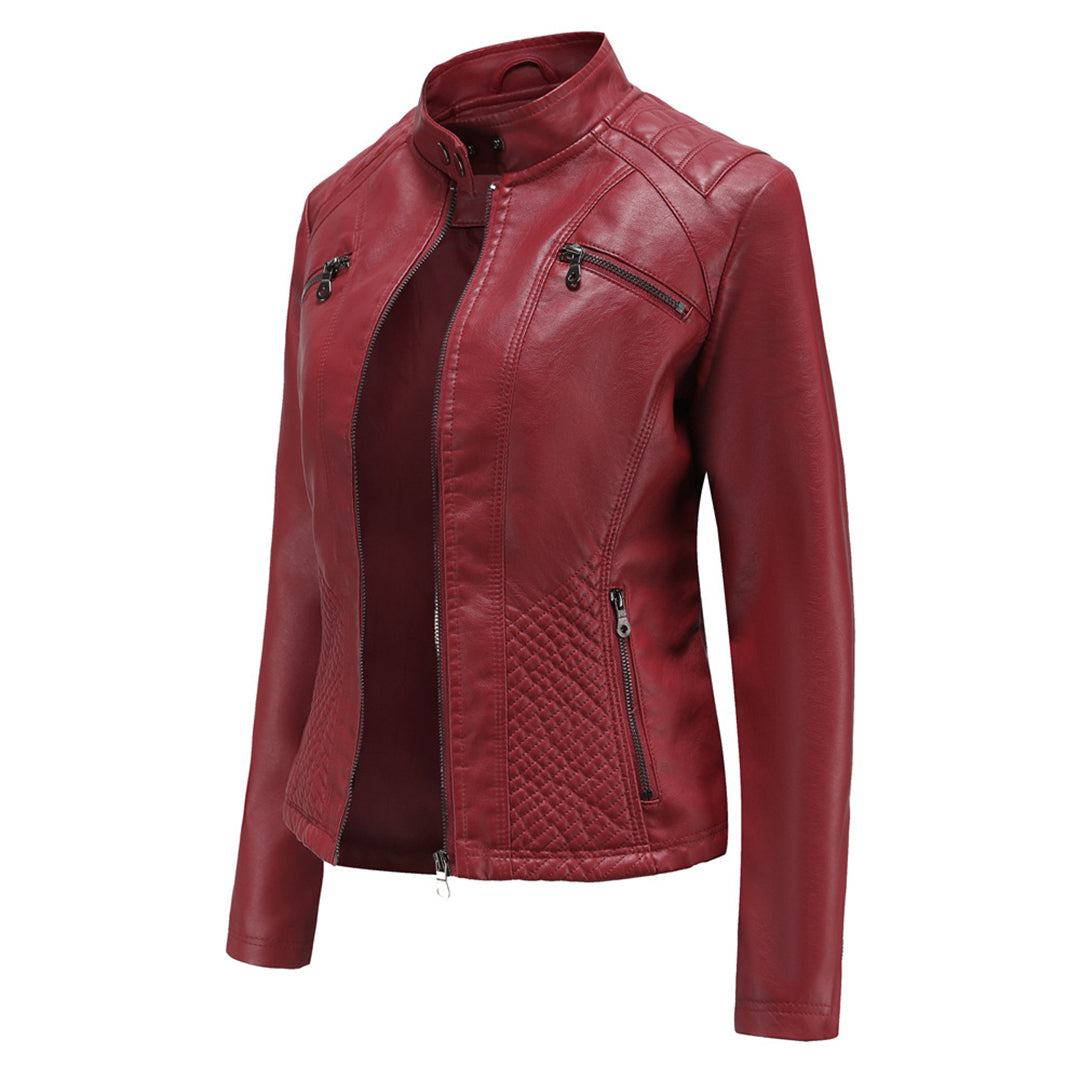Andrijana Veste Femme – Elegant Soft Leather Jacket with Asymmetric Closure