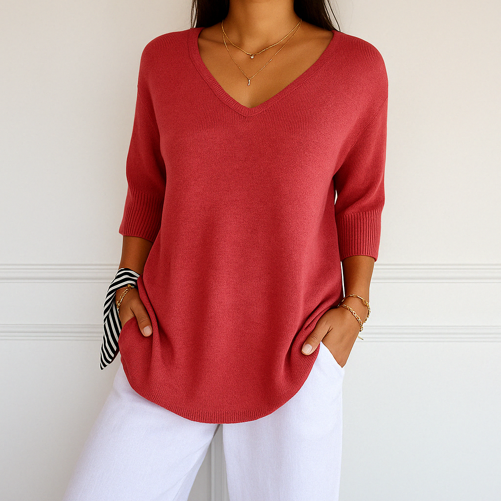 Coraline V-Neck Sweater Women – Fine Knit, Soft & Elegant for a Refined Style