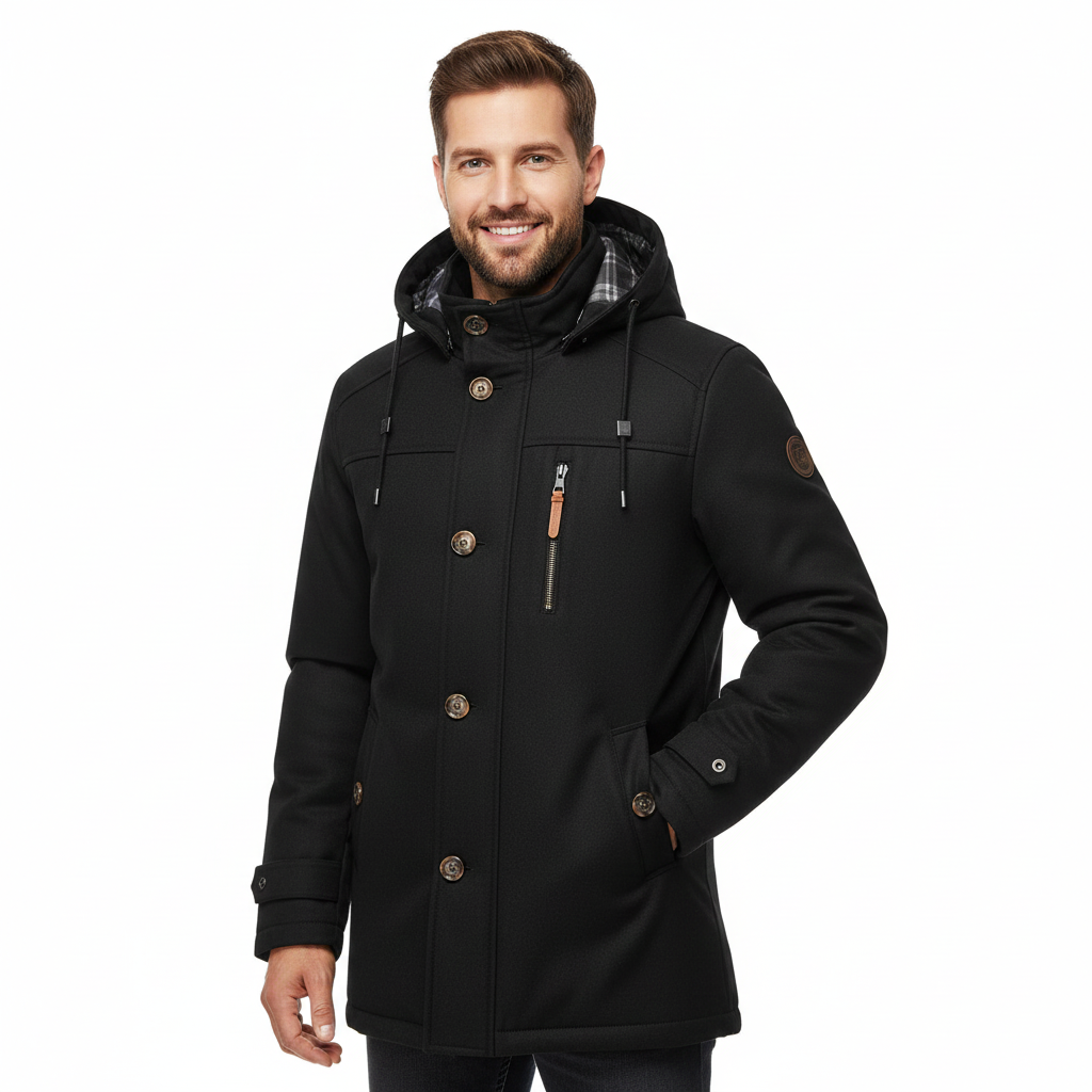 Ricardo Men's Winter Coat – Slim Fit Jacket with Hood, Practical Pockets & Modern Finish