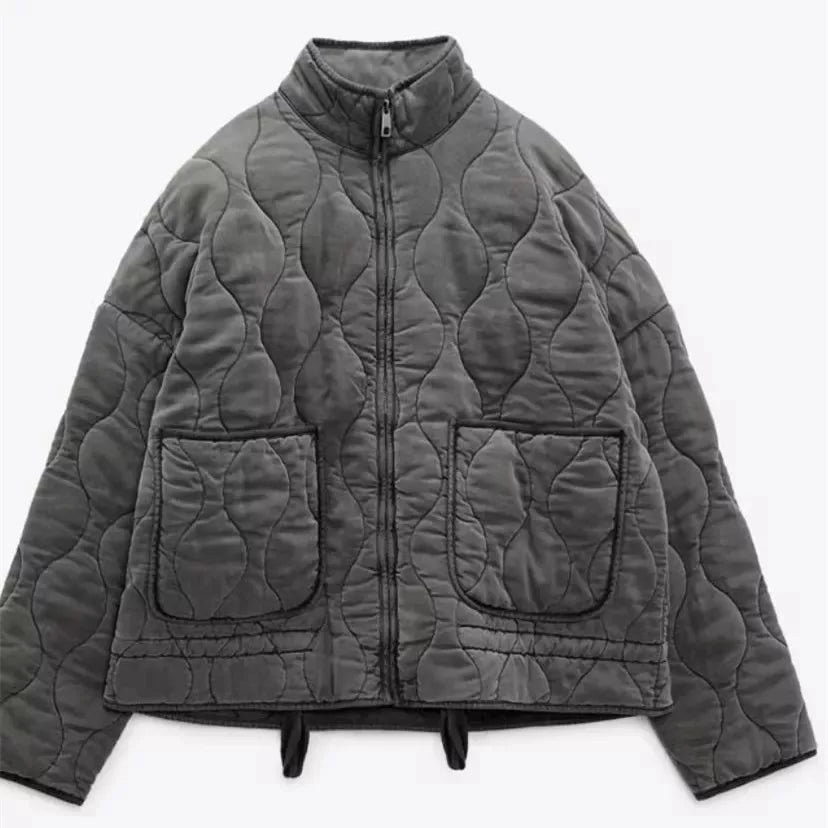 Zinnia Women's Quilted Jacket – Warm Winter Zip-Up Jacket with Adjustable Waist & Pockets