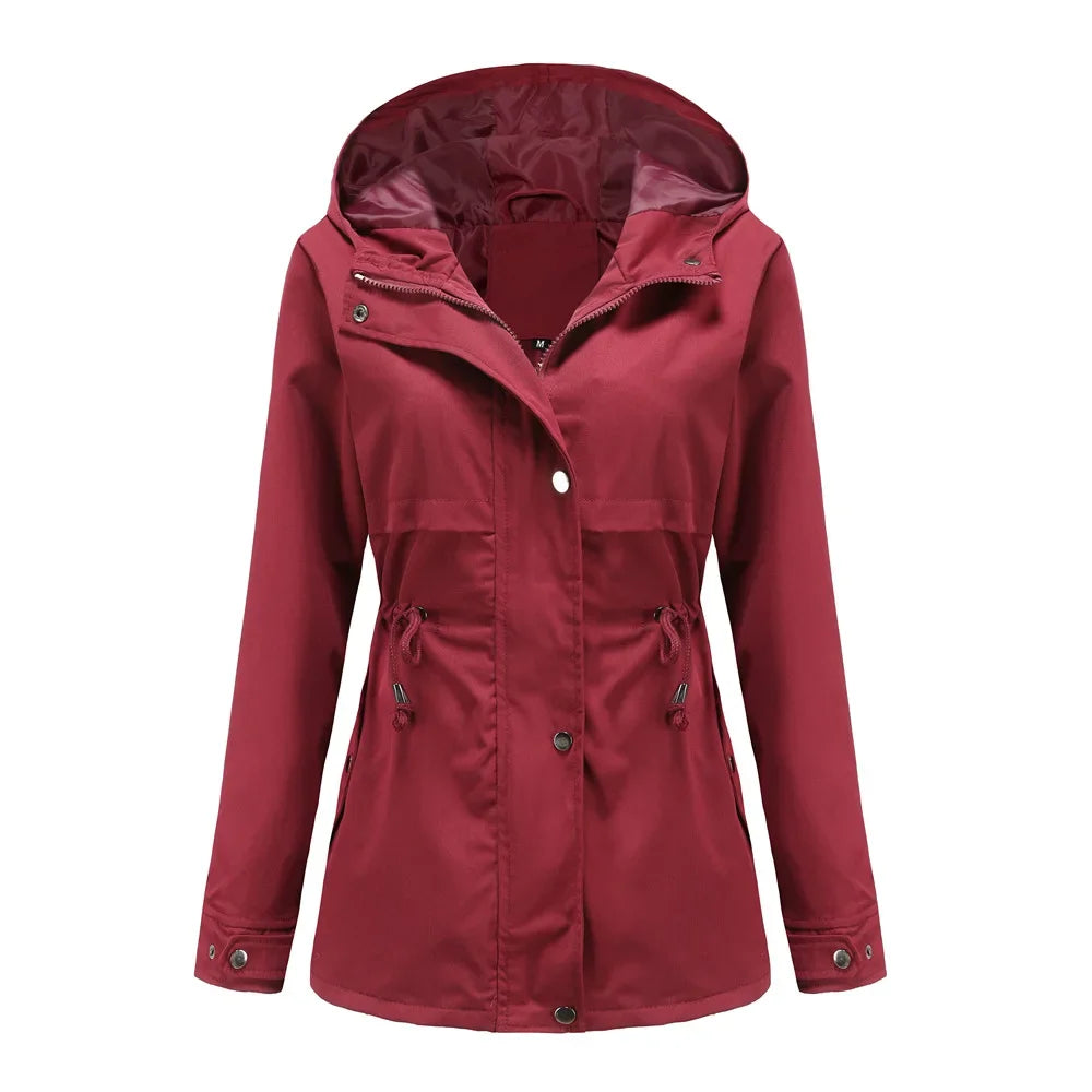 Madeline Manteau Waterproof Women – Adjustable Hood, Lightweight & Durable for Rain
