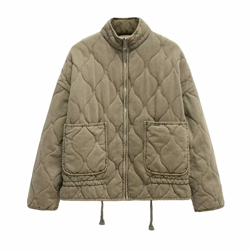Zinnia Women's Quilted Jacket – Warm Winter Zip-Up Jacket with Adjustable Waist & Pockets