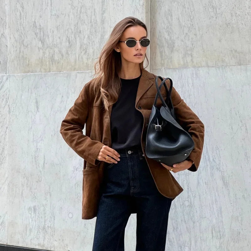 Alana Women's Suede Imitation Jacket – Elegant, Versatile & Ideal for Mid-Season