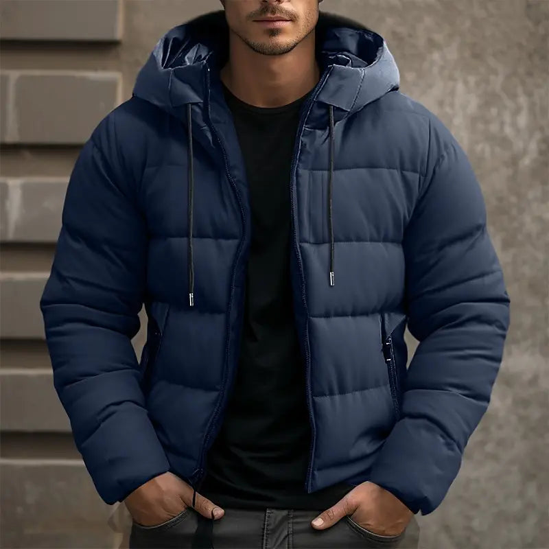 Allan Men's Winter Jacket – Warm, Thick with Hood & Convenient Zipper Closure