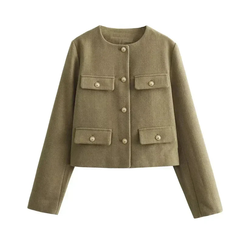Sara Luxury Women's Jacket – Fitted Jacket with Golden Buttons and Elegant Silhouette