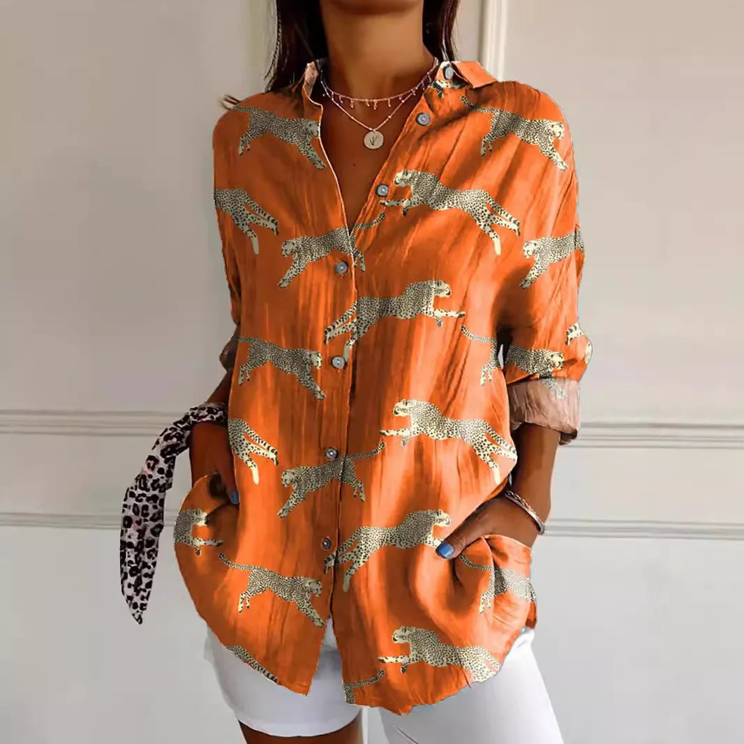 Gaëlle Blouse Woman – Lightweight Summer Blouse with Floral Print & Flattering V-Neckline