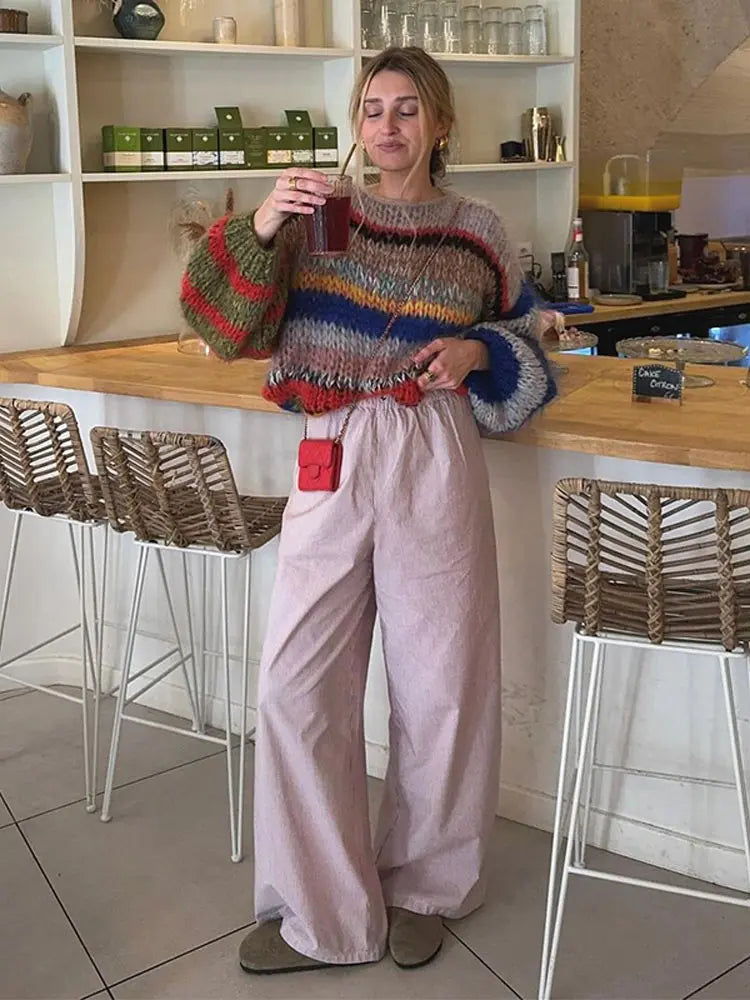 Zoé Mohair Multicolor Sweater – Bold & Cozy Comfort for Women