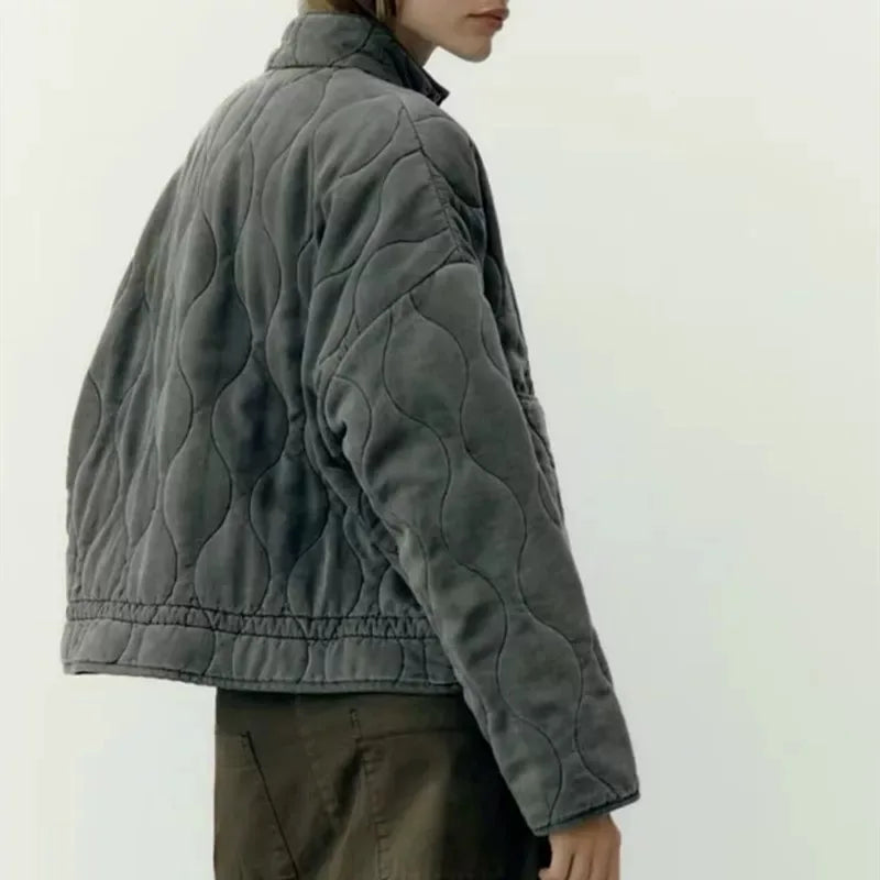 Zinnia Women's Quilted Jacket – Warm Winter Zip-Up Jacket with Adjustable Waist & Pockets