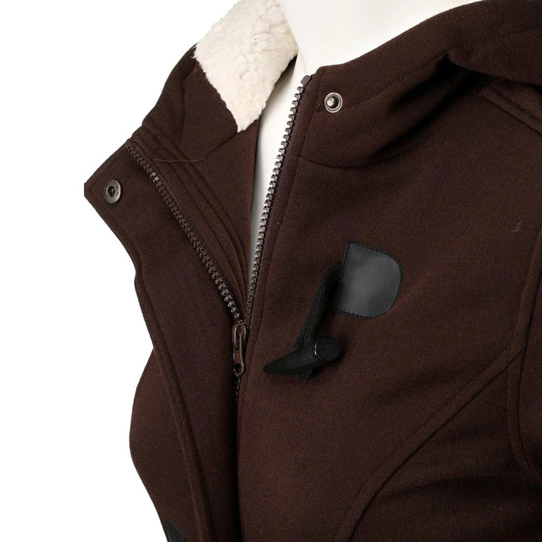 Katalina Women's Long Winter Coat – Elegant, Warm with Integrated Hood & Practical Pockets