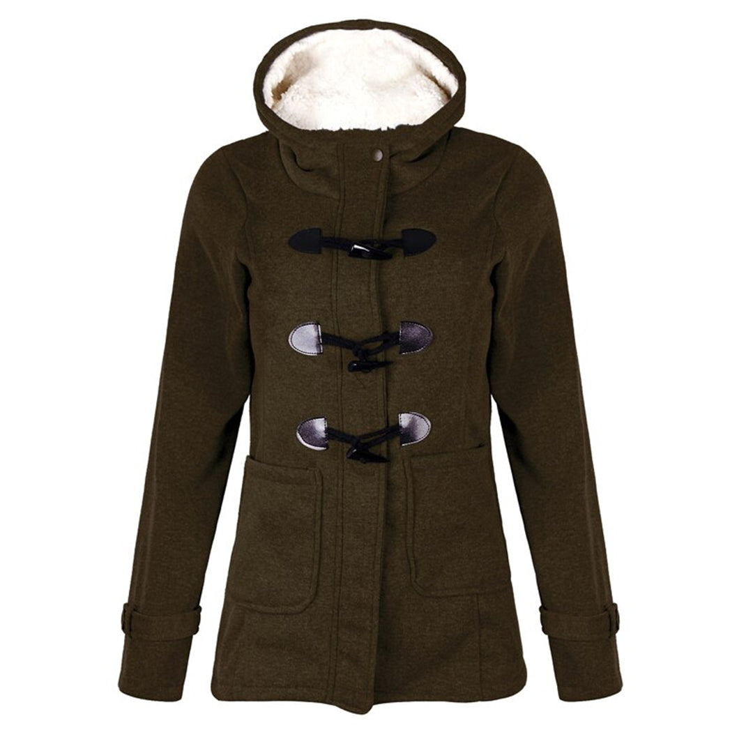 Katalina Women's Long Winter Coat – Elegant, Warm with Integrated Hood & Practical Pockets