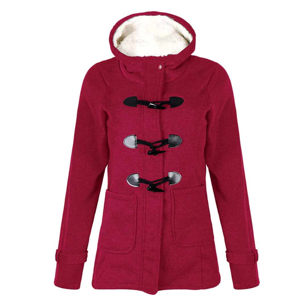 Katalina Women's Long Winter Coat – Elegant, Warm with Integrated Hood & Practical Pockets