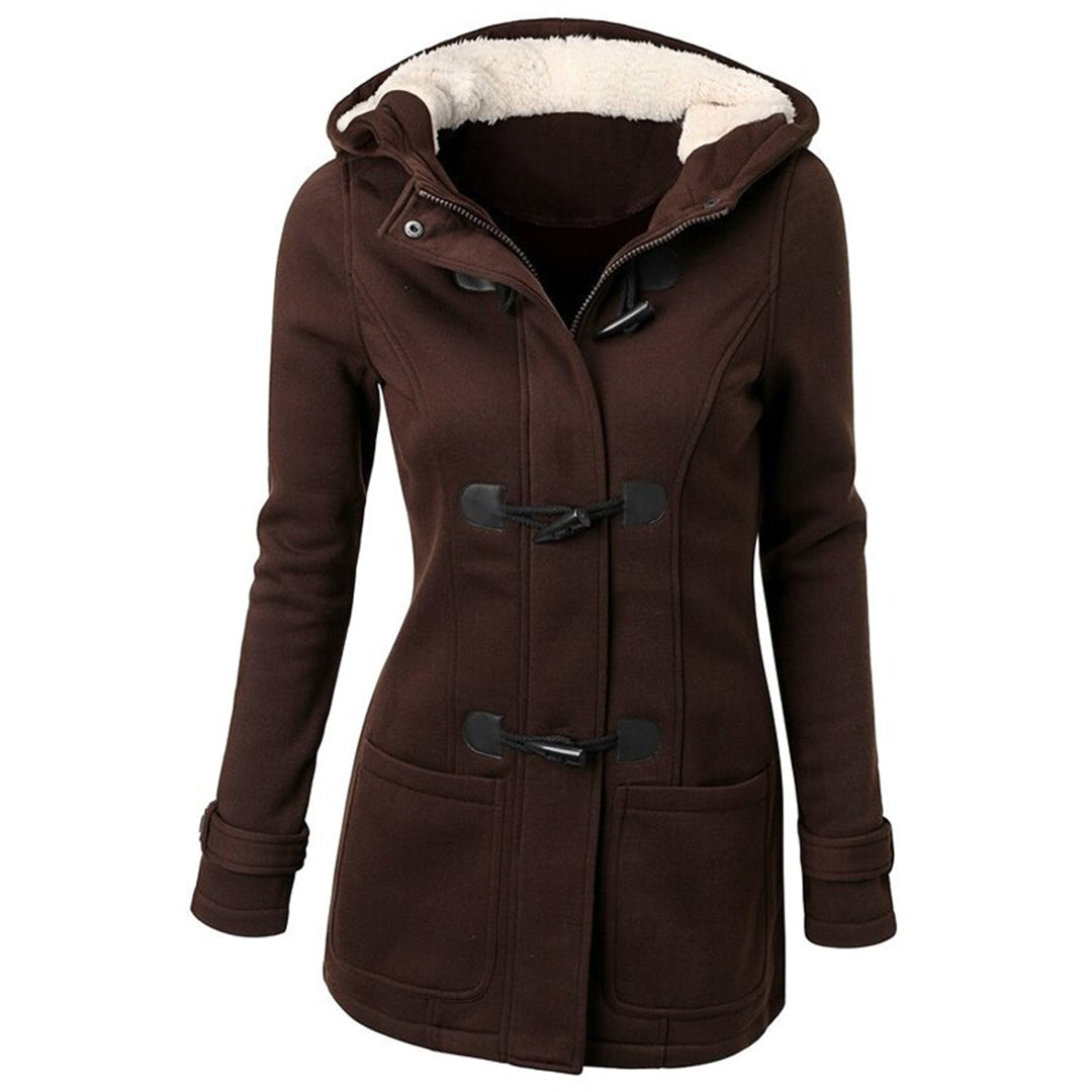 Katalina Women's Long Winter Coat – Elegant, Warm with Integrated Hood & Practical Pockets