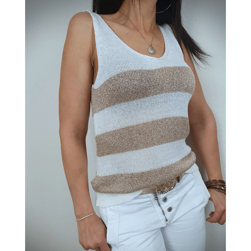 Sandra Women's Tank Top Looksy – Lightweight Striped Knit, Flattering V-Neck & Versatile Style