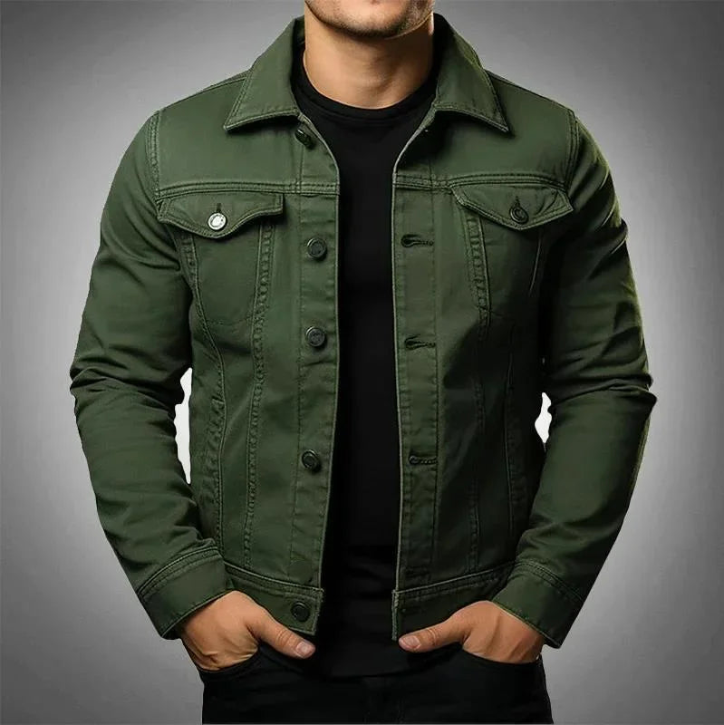 Zivex Men's Denim Jacket – Classic Cotton Denim with Buttons and Chest Pockets