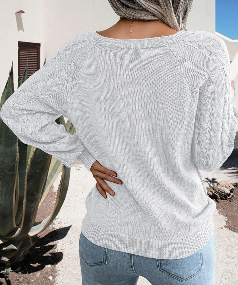 Anaiah Women's Winter Pullover with Buttons – Elegant, Comfortable & Breathable in Cotton Polyester