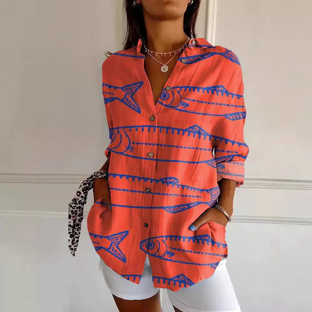 Gaëlle Blouse Woman – Lightweight Summer Blouse with Floral Print & Flattering V-Neckline